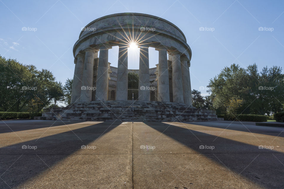 President Harding's Monument in Marion Ohio with bright sunshine