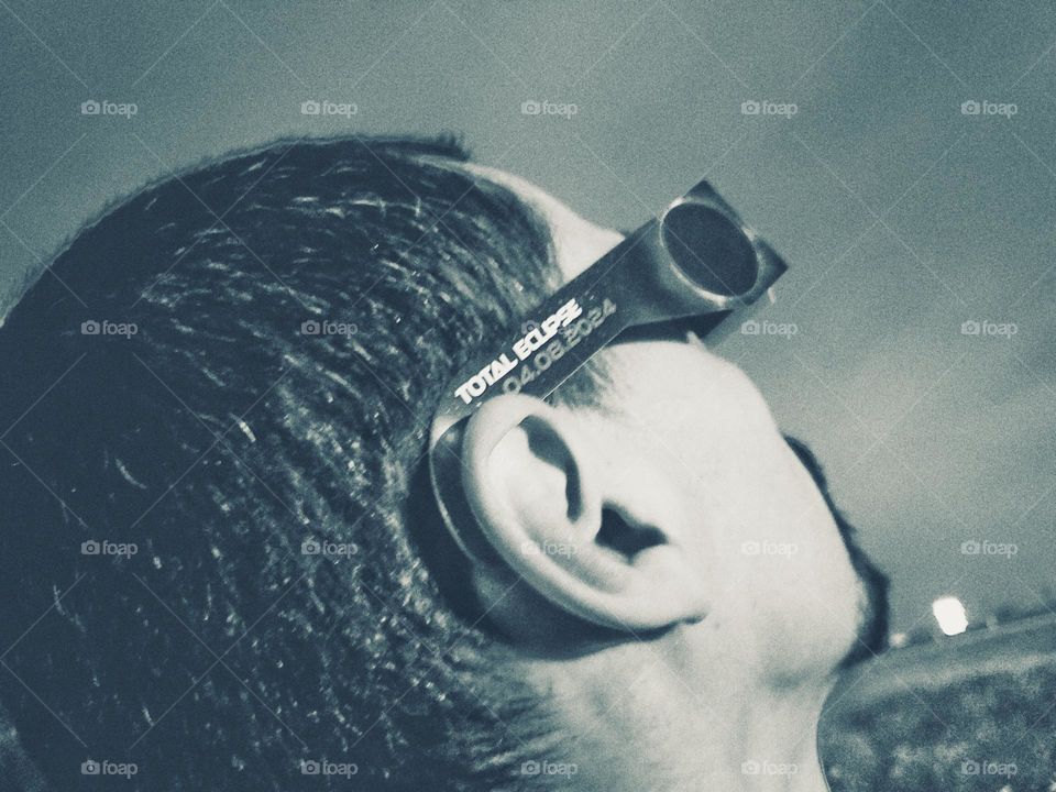 Vintage Vibes - A man viewing the total eclipse of 2024.