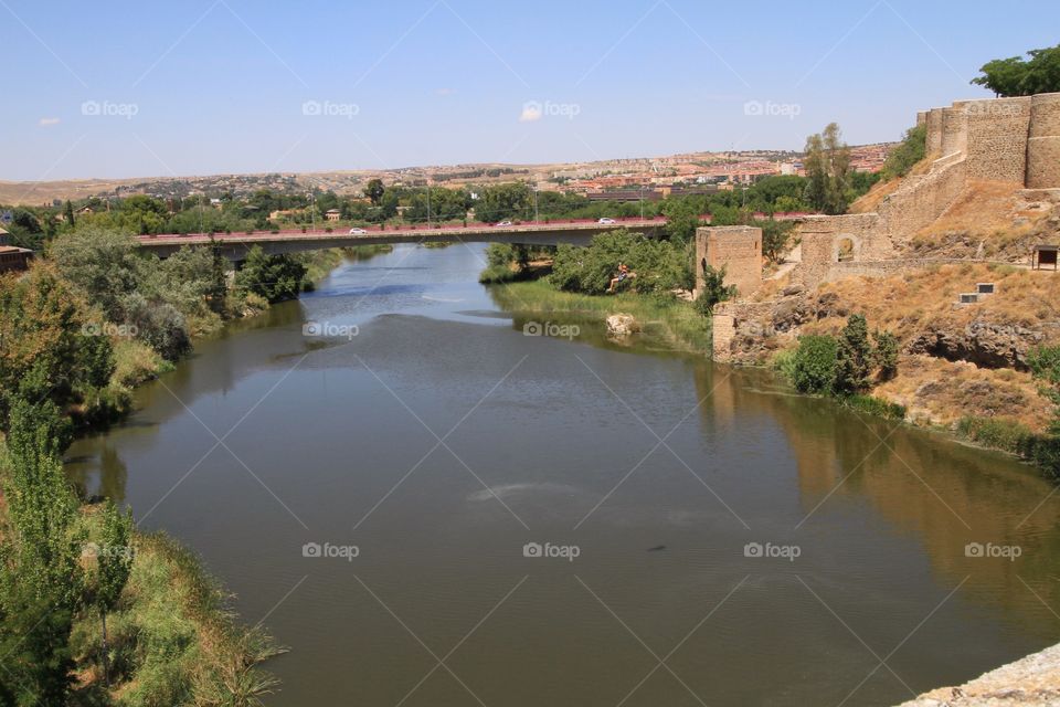 Zip line over River in Toledo Spain 