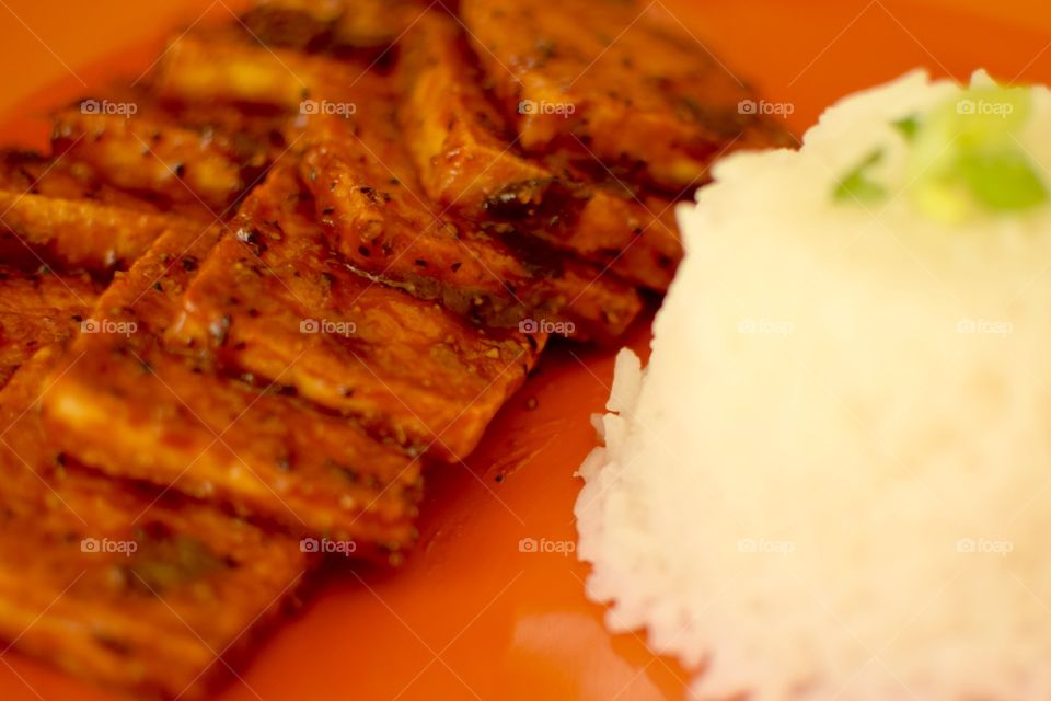 Fried tofu and rice with a sweet sauce #2