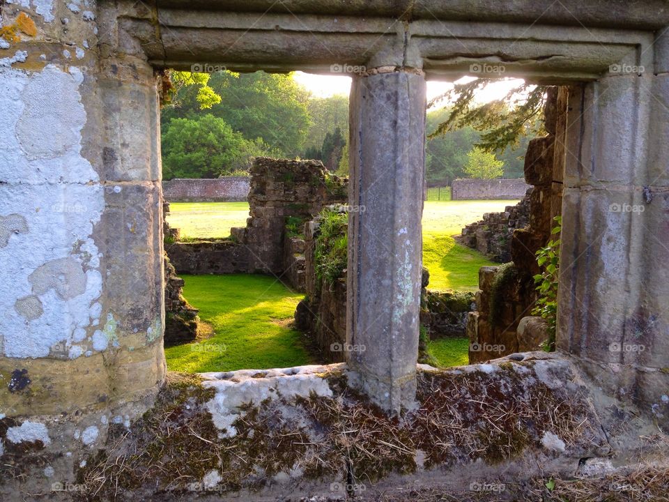 View through window of a ruin