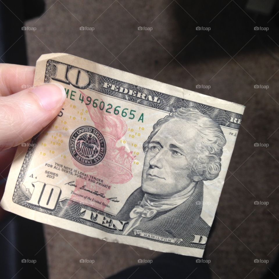 Found $10.  I found ten dollars in my pocket.