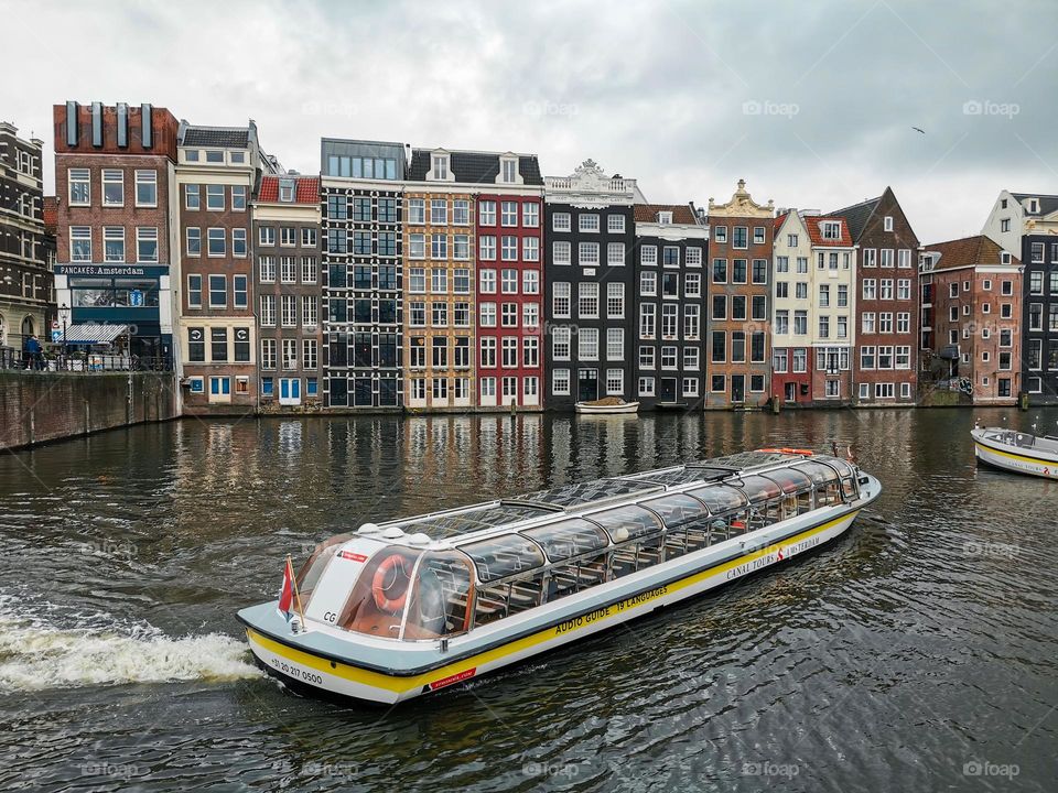 Amsterdam City architecture by the canal