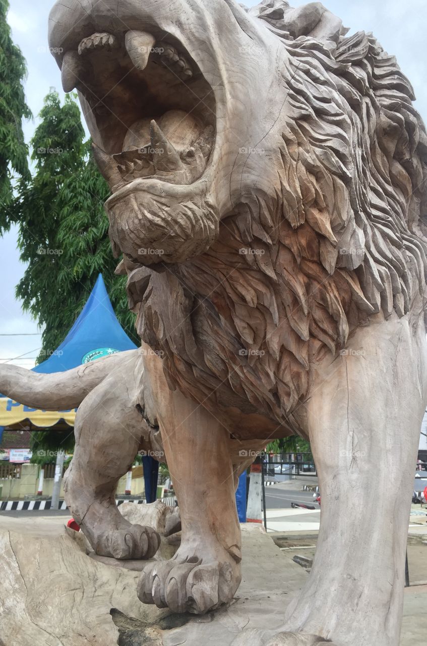 lion from wood carvings