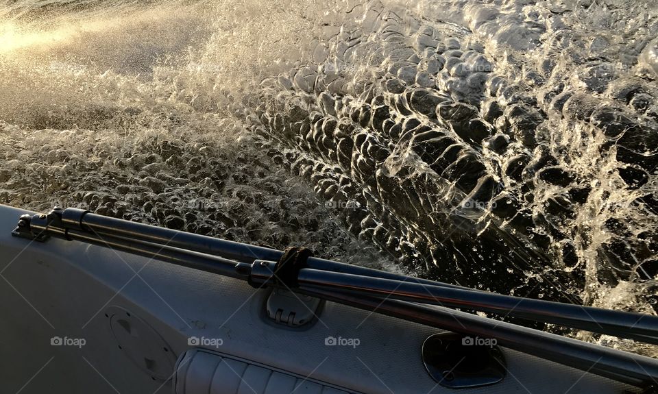 Spray from a boat