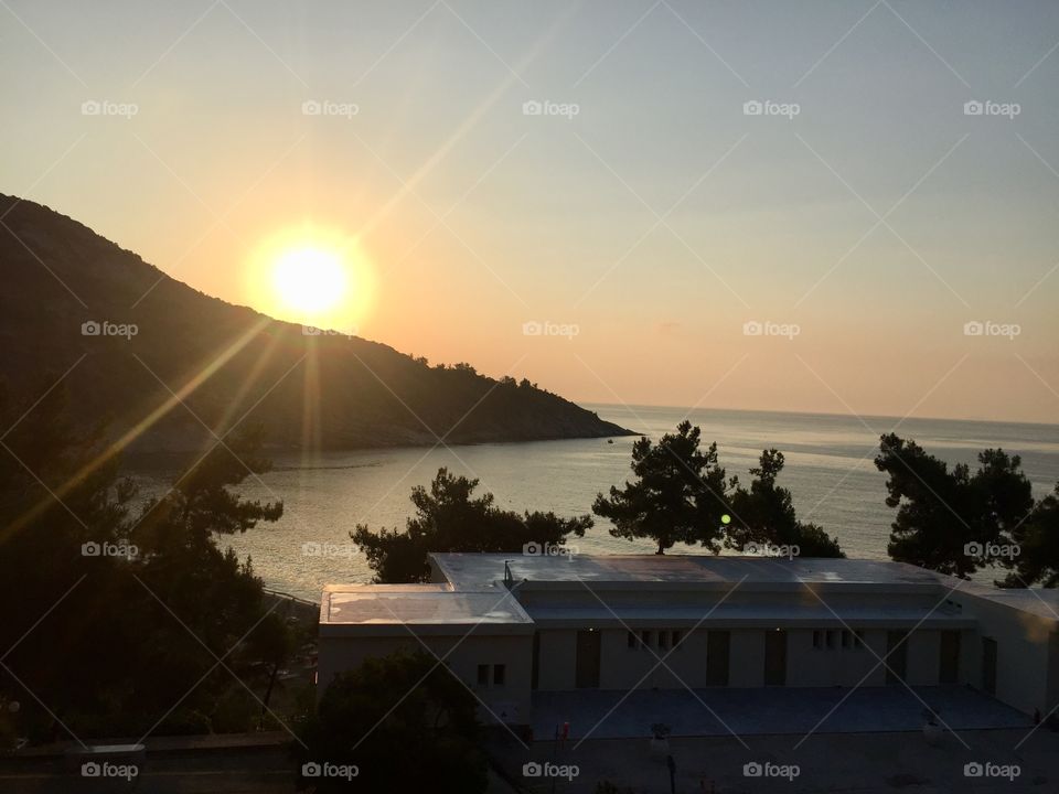 Beautiful sunrise in Greece Resort near Kavala