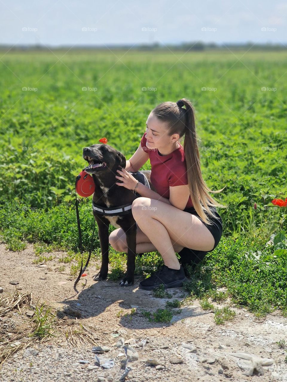 the young girl with the dog Pamela