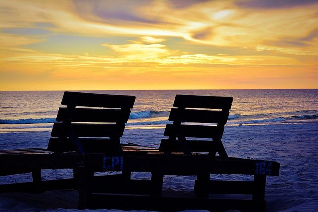 Outdoor chairs on beach