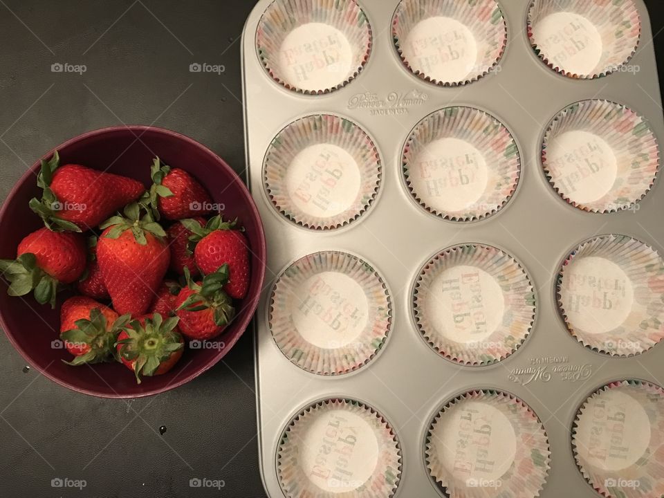 Preparation of strawberry muffins!