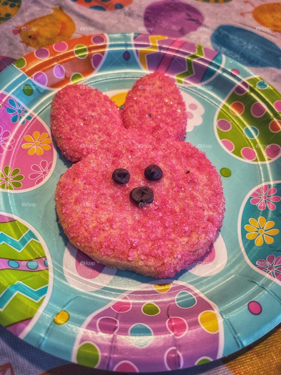 Pink sugar cookie Easter bunny 