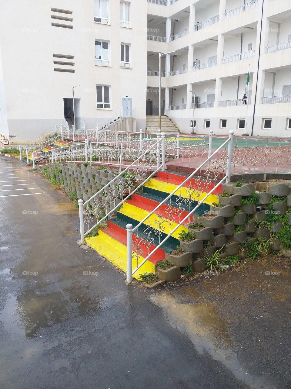 Rain over the high school