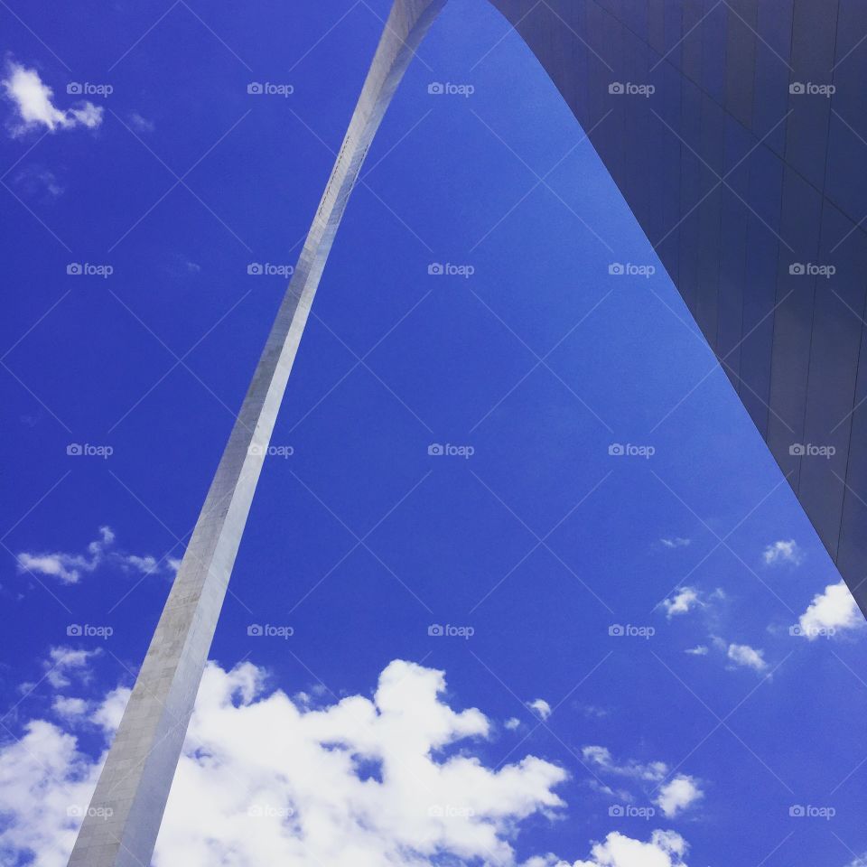 Looking up from under the Gateway Arch in St. Louis, Missouri