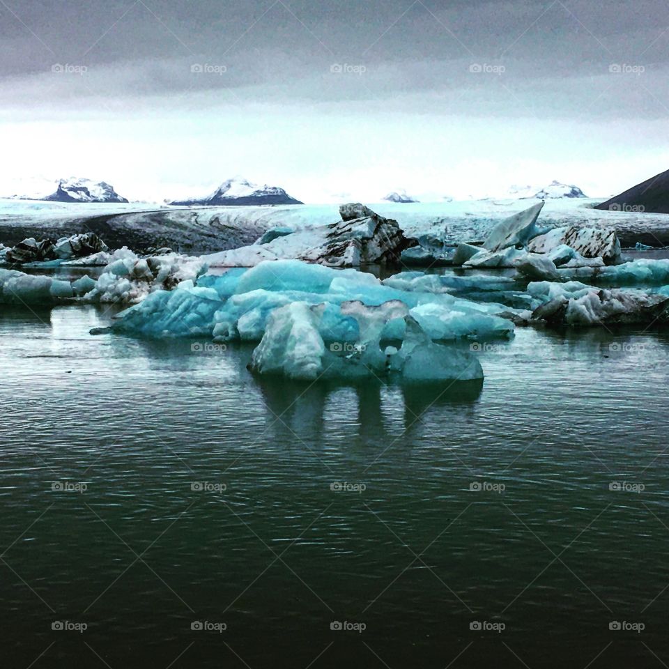 Glacier lake in Iceland, glaciers, cold, blue 