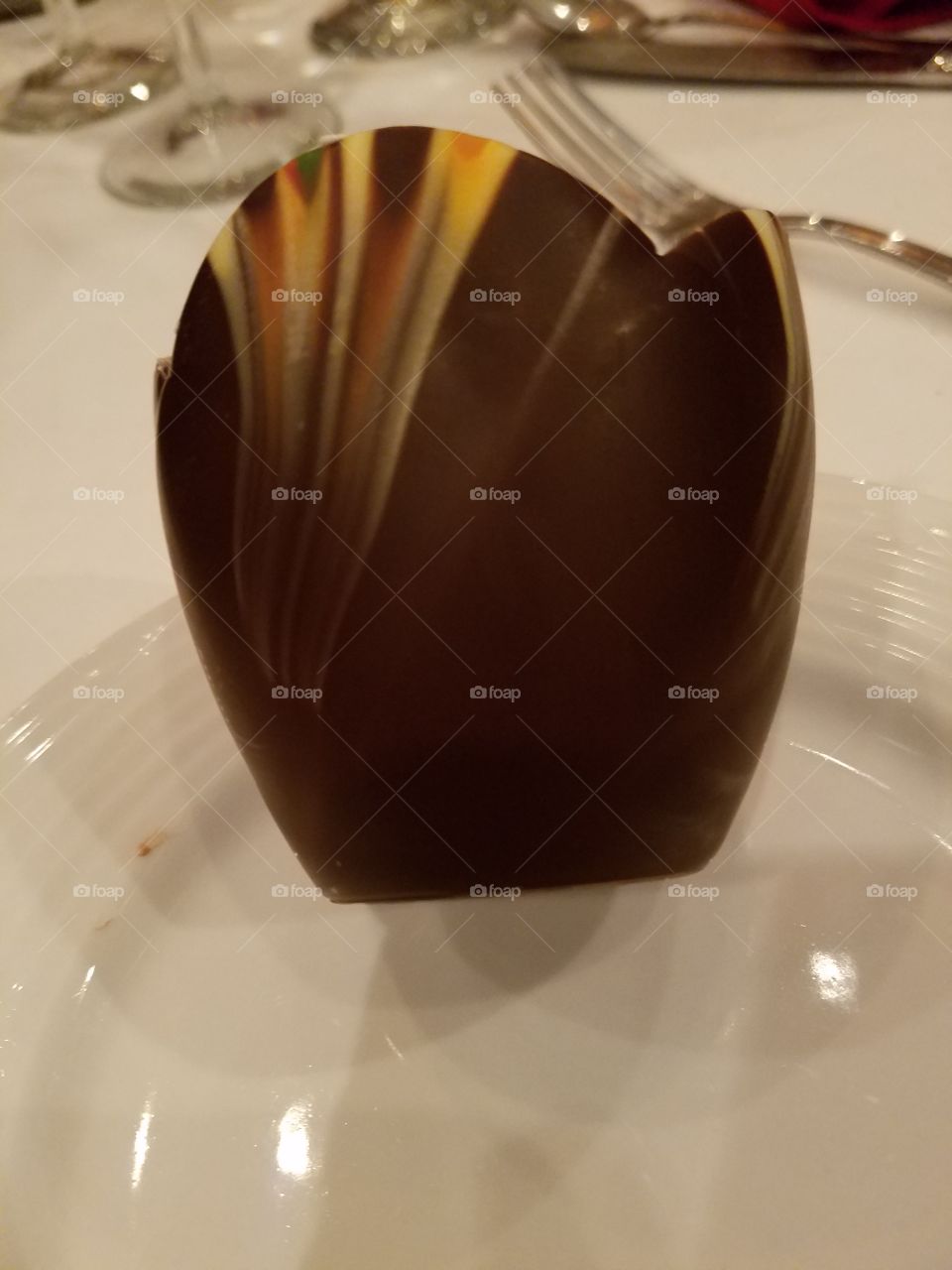 gourmet chocolate shell dessert