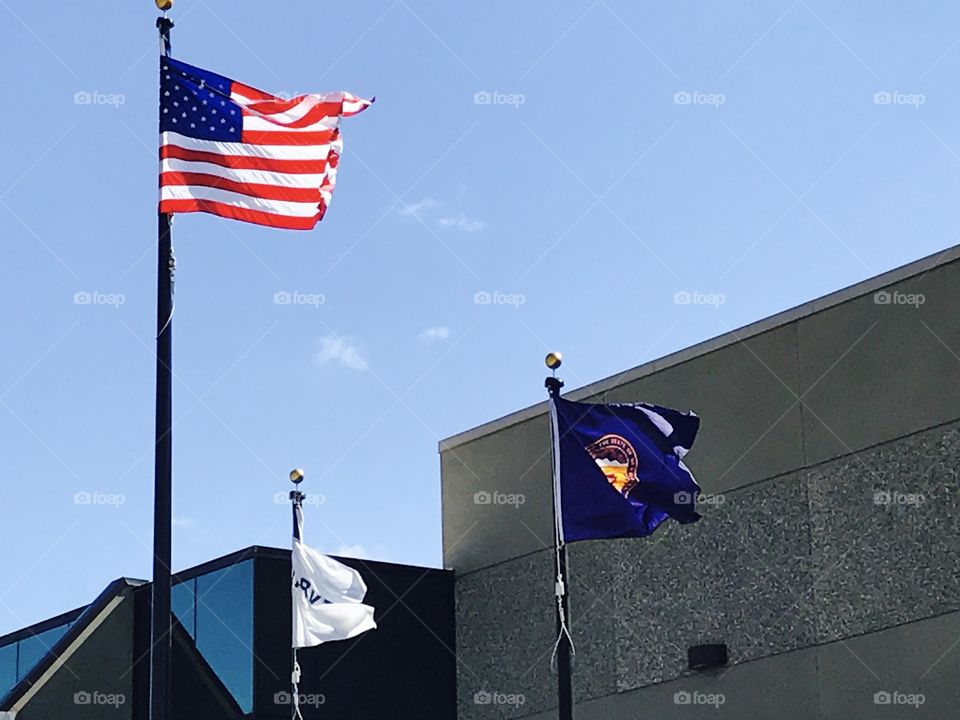 U.S. flag & Nebraska state flag