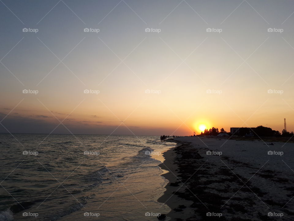 Sunset at the sea beach