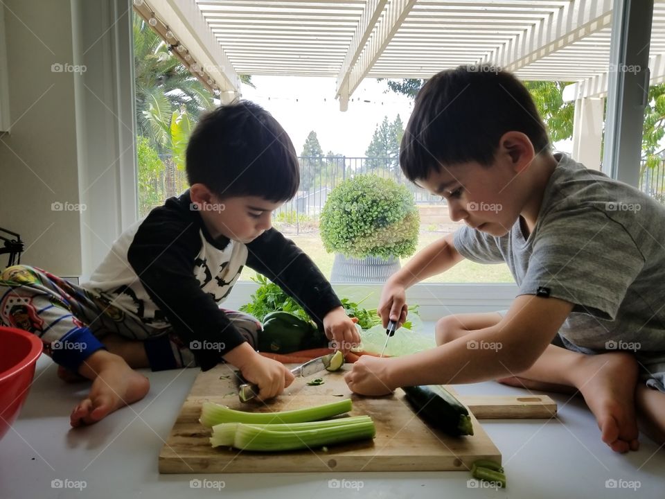 curting vegetables