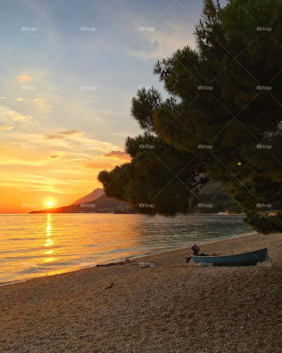 Gradac sunset beach from to Croatia