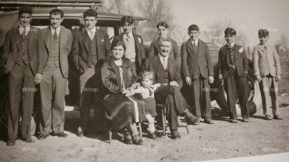 Great Grandma & Grandpa Satriano with all nine boys ... my Grandpa is one of those boys .