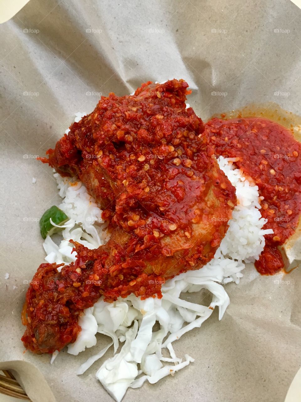 Fried chicken with chilli paste