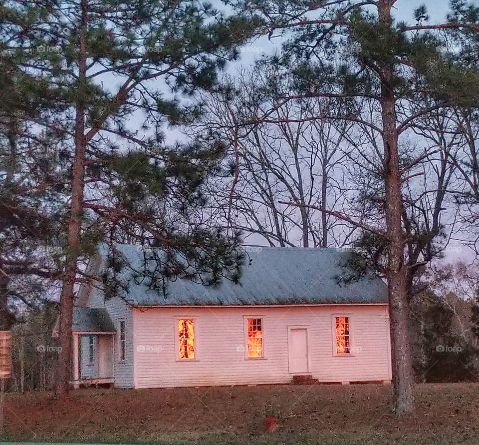 light shining on church windows