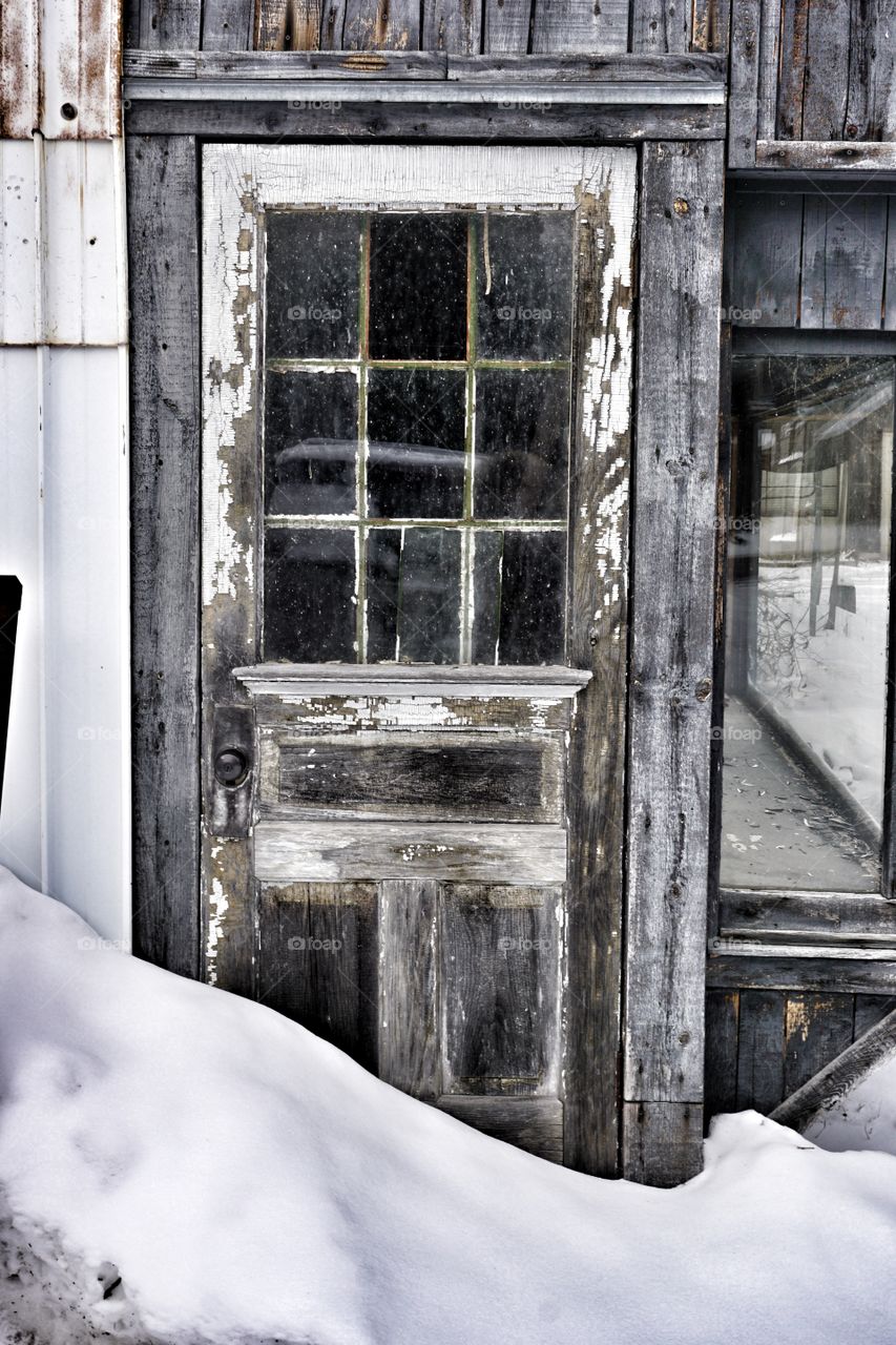 Snow Against Door