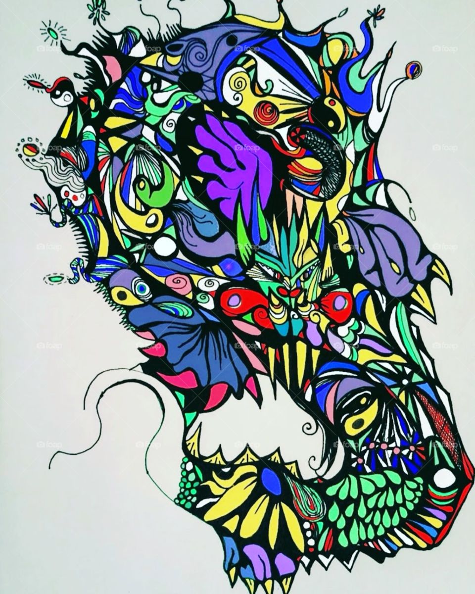 Colour dragon design shape