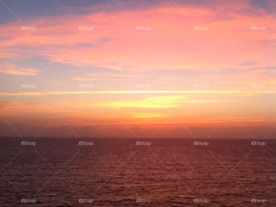 Sunset from Royal Caribbean Cruiseline near Cayman Island.