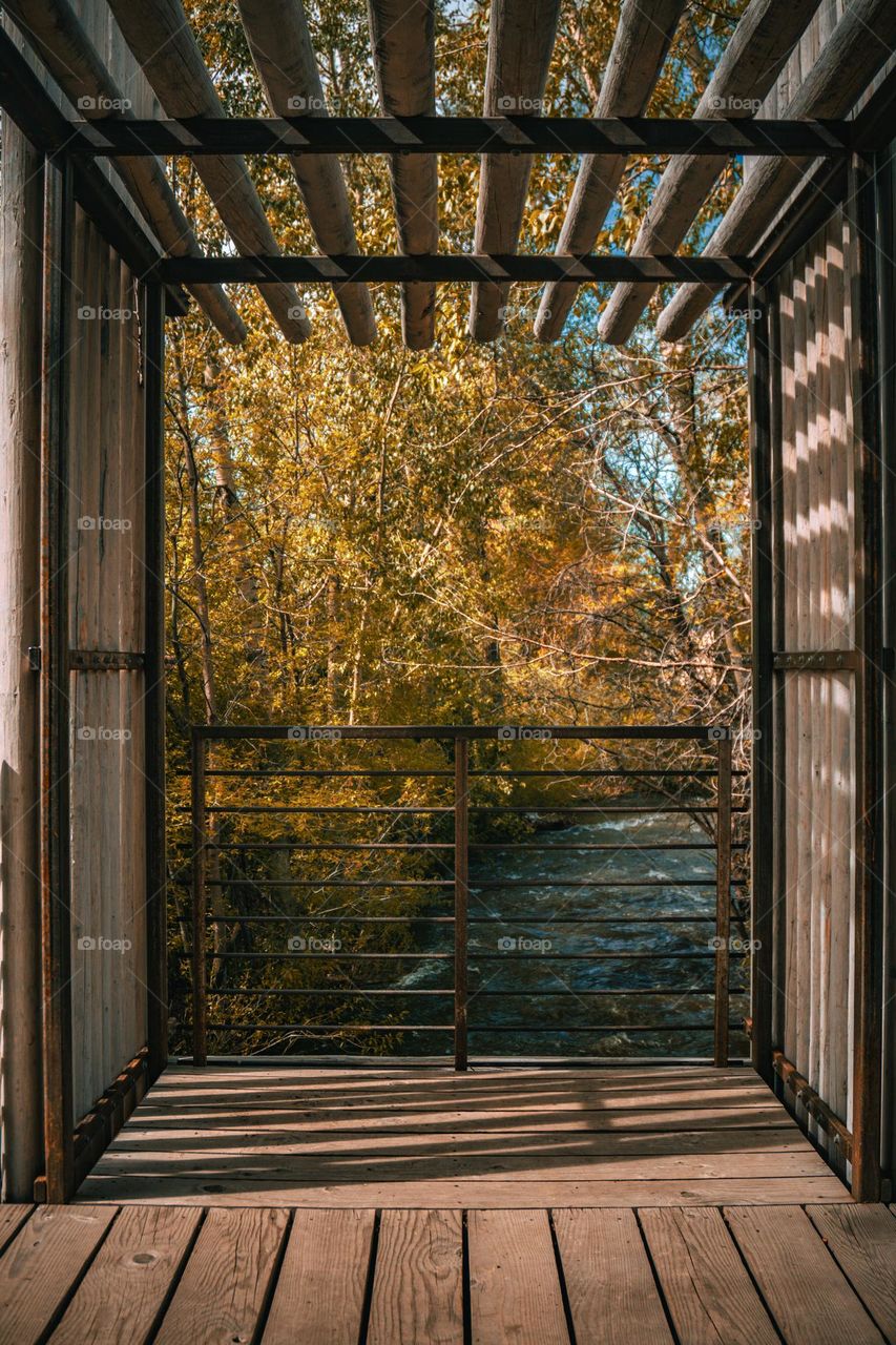 Framed view over river.