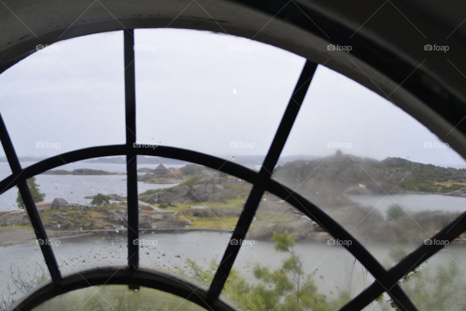 View Window. View from Window in Norwegian pyramide build for memory of fallen seawarriors