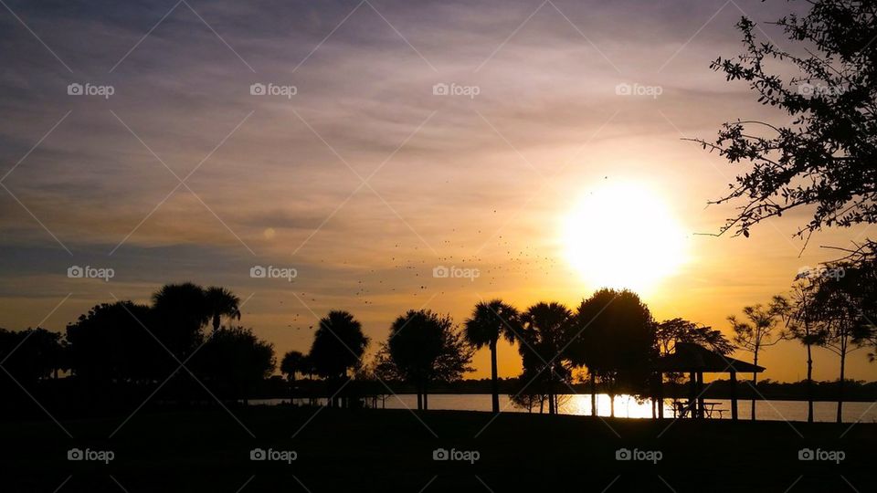 Sunset over the lake