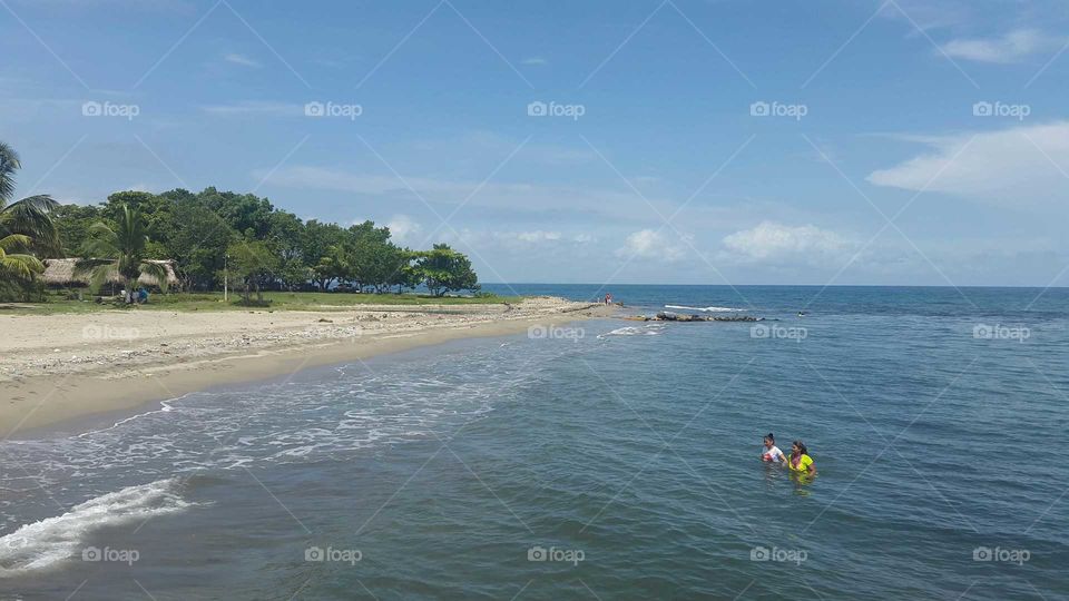 Mar, arena, sol, olas, playa, arboles, cielo, agua, belleza, tranquilidad