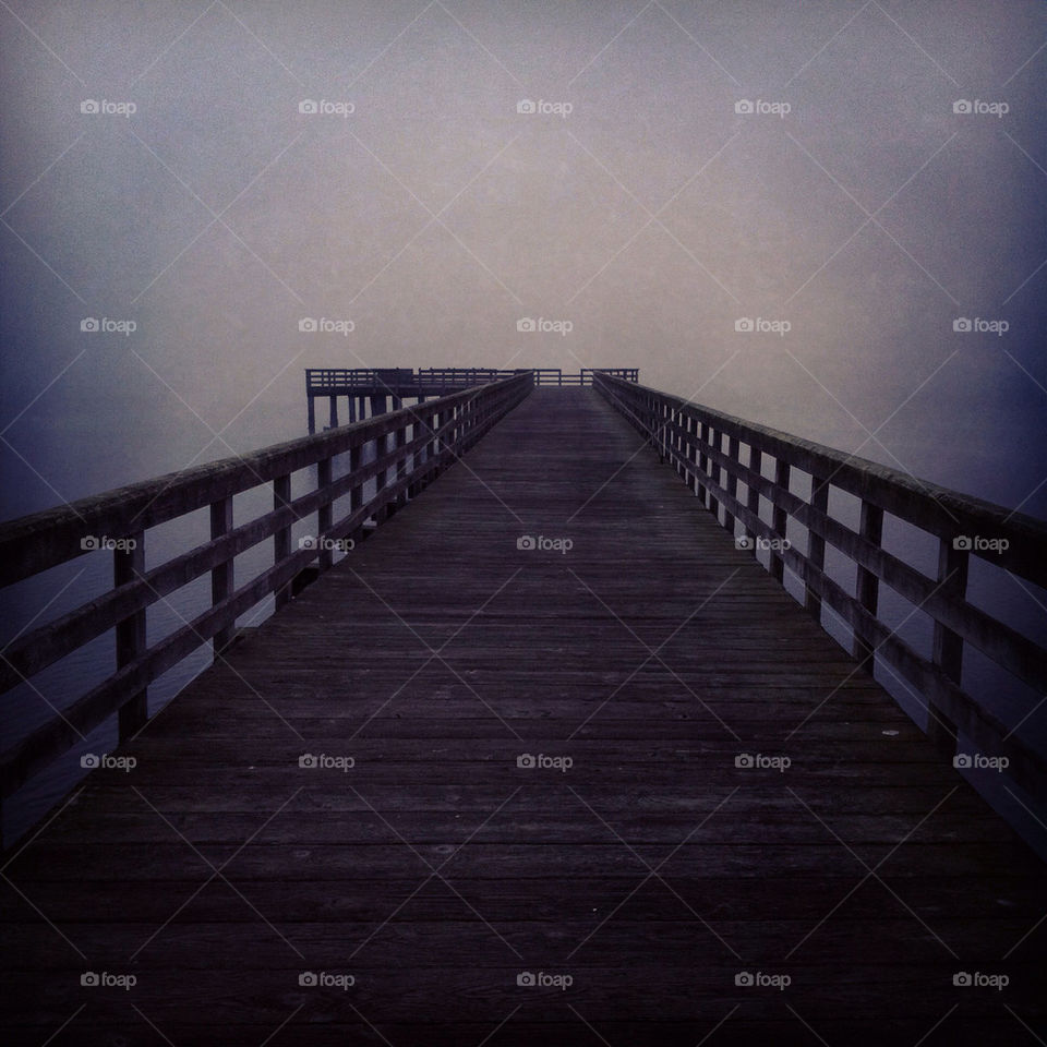 ocean water dock fog by elundeen
