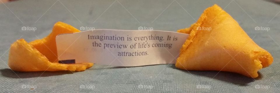 Fortune Cookie Message - Imagination is everything. It is the preview of life's coming attractions.