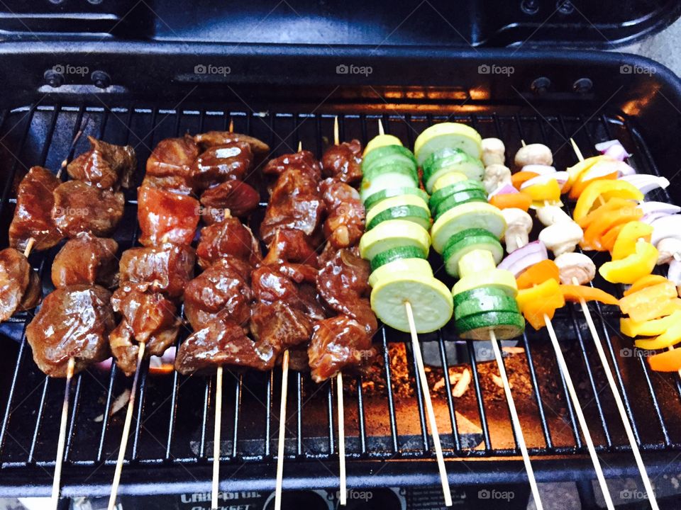 Grilling kabobs