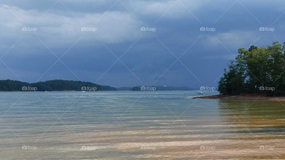 summer storm on lake
