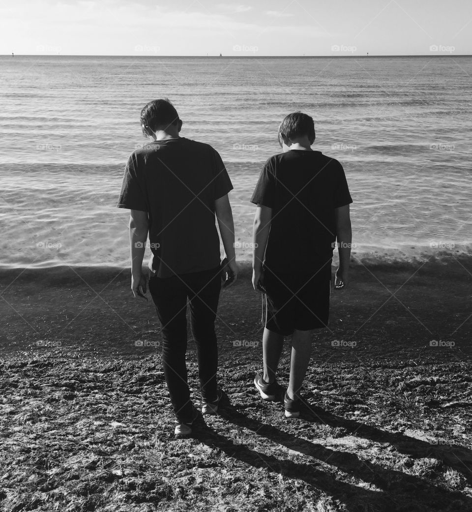 Looking for shells on the beach