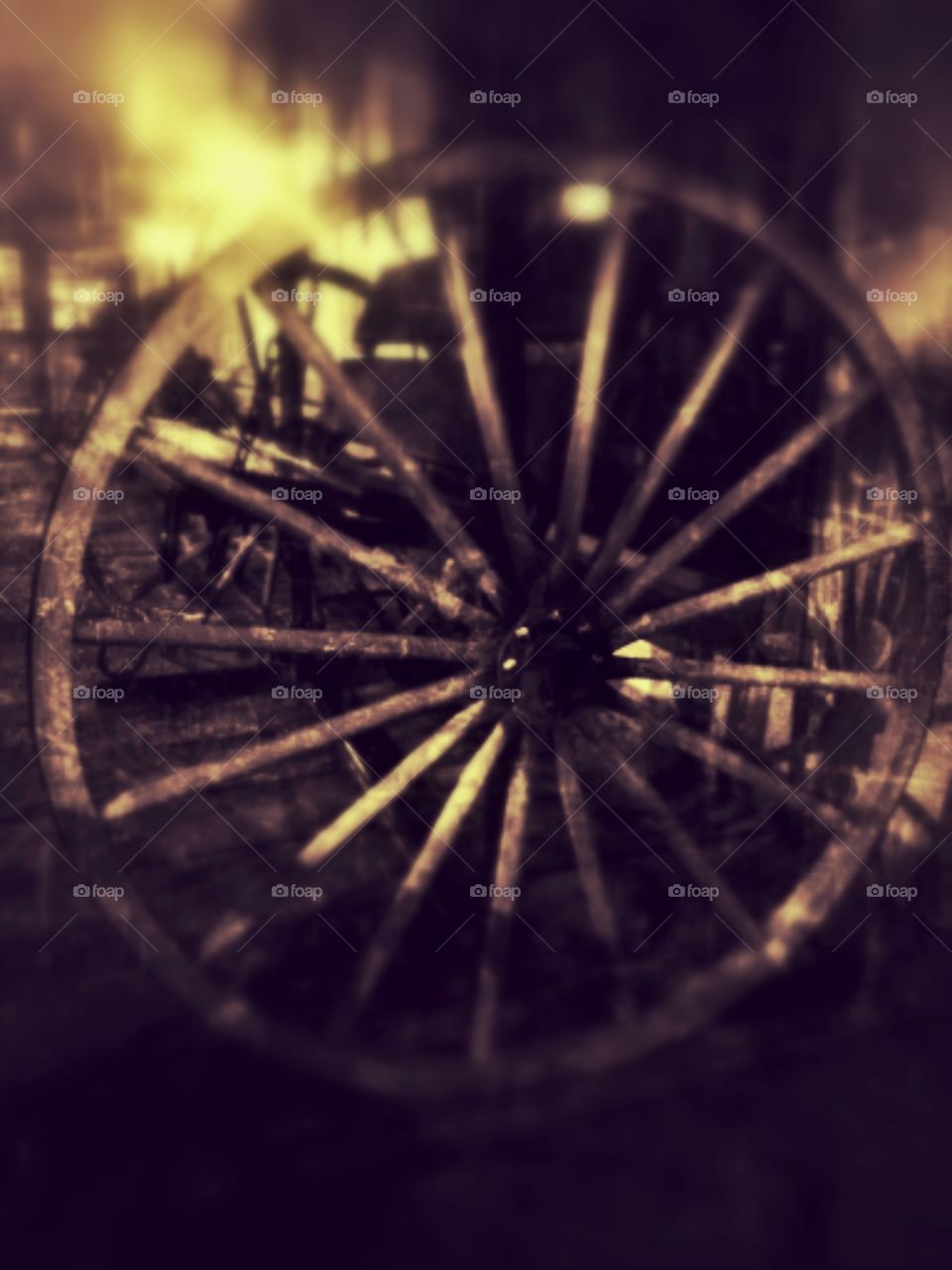 Ghost Wheel. Old wagon wheel in Amarillo TX