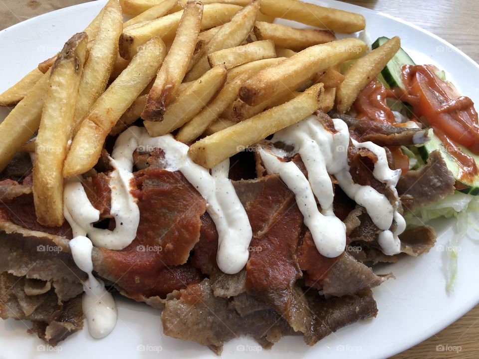 Turkish Kebab with French Fries 
