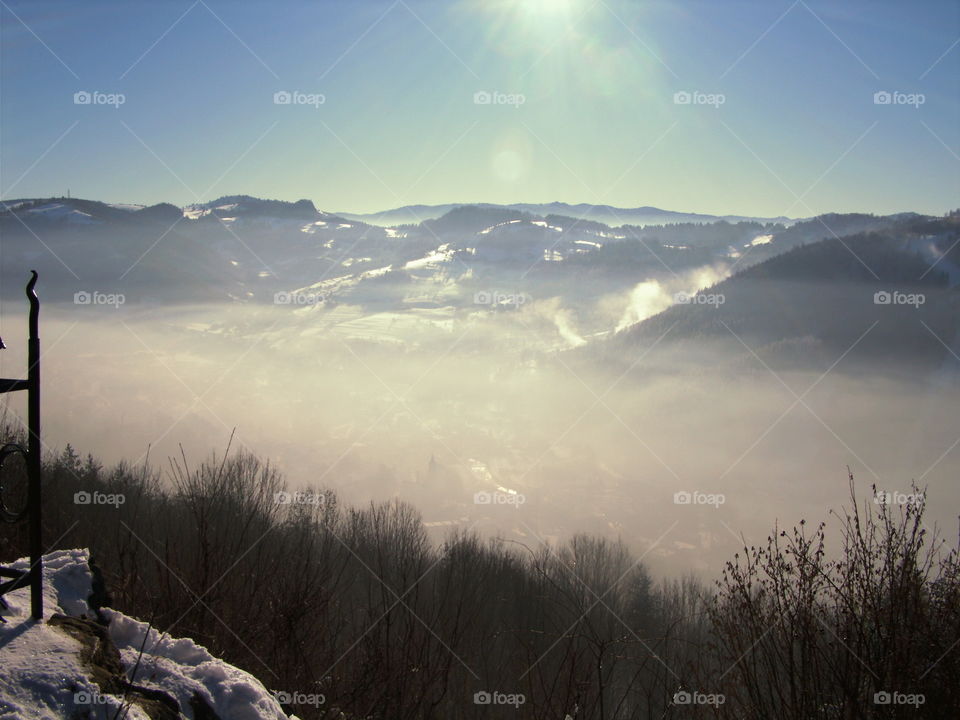 foggy morning in polish mountains Pieniny
