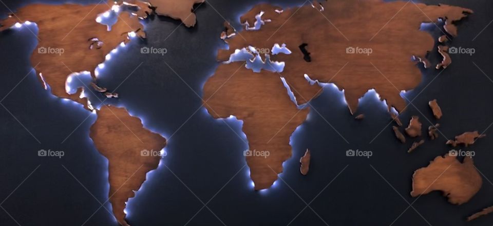 Lit up map of the world