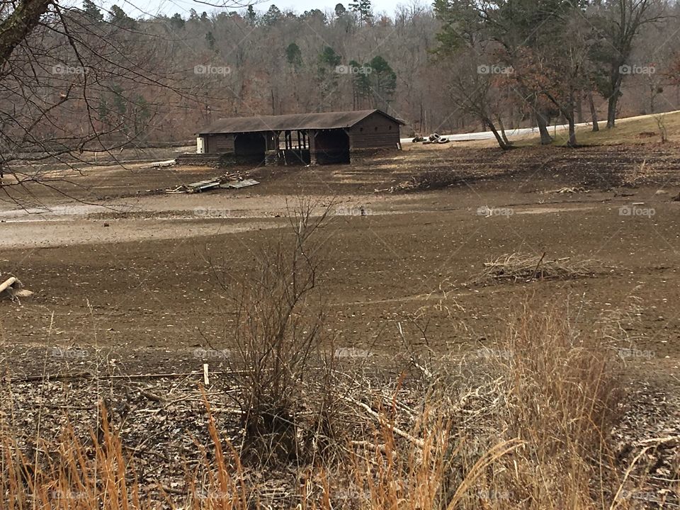 What did they do with all the water in this lake? They have drained this lake for some reason.