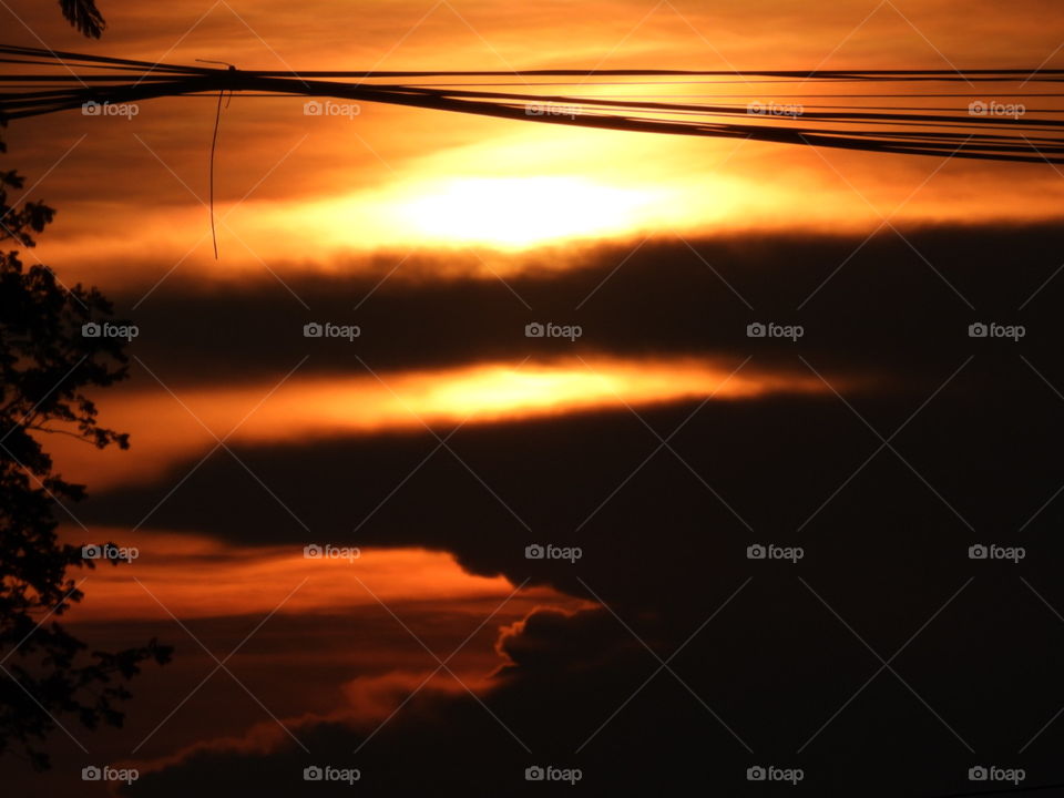 Cloudy Sunset with a wire 