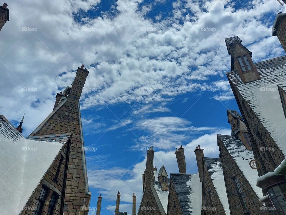 partly cloudy over Hogsmead Universal