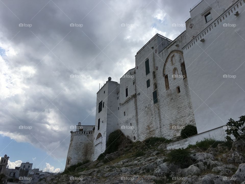 Walls and houses of Ostuni, the white town, Salento, Puglia, Italy