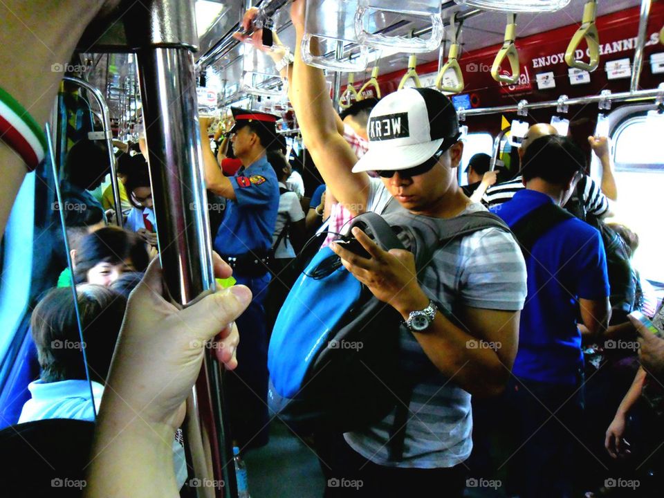 passenger or commuter inside a train coach