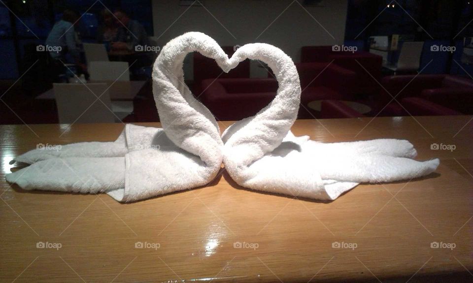 bath towels displayed as majestic swans