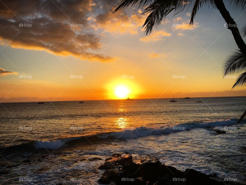 Scenic view of sea during sunset
