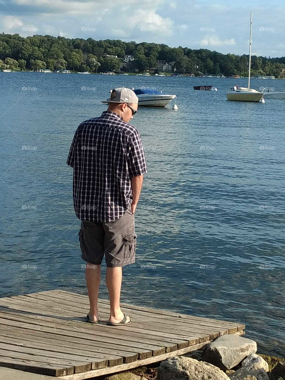 looking over the water