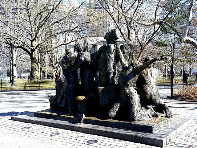 Park, Tree, Statue, Winter, Sculpture